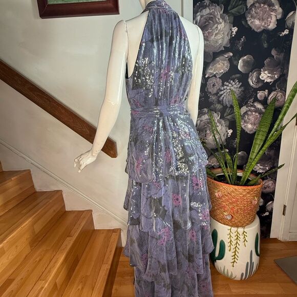 Anthropologie Purple Tiered Ruffled Halter Sundress/ size M - Picture 8 of 10